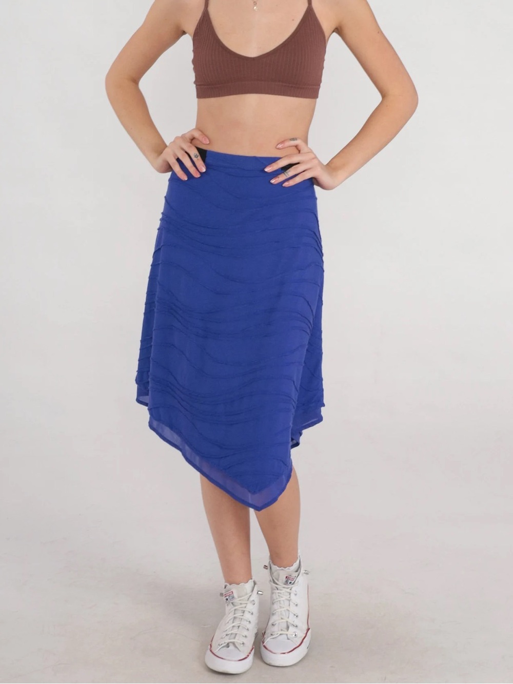 NWT Simply Vera Vera Wang Royal Blue Asymmetrical Handkerchief Skirt